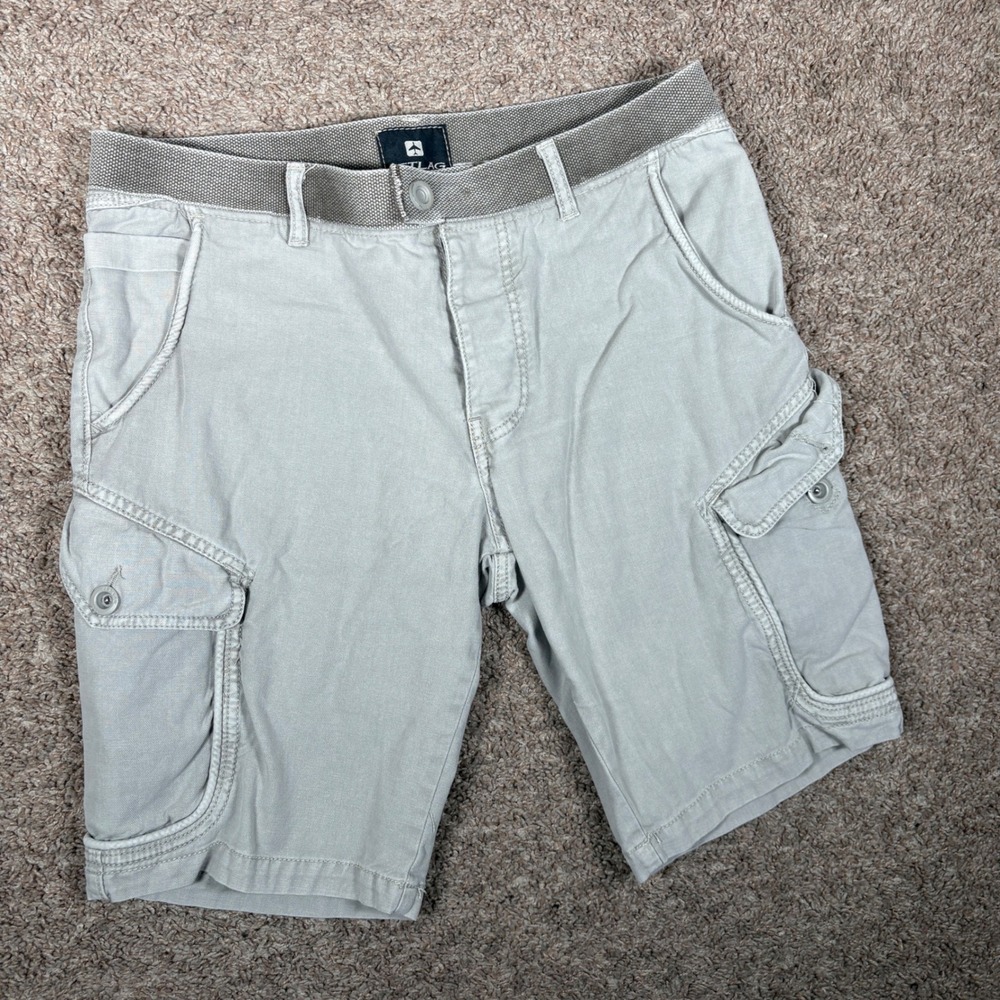 Jetlag Mens Gray Cotton Utility Cargo Shorts Size 34 Relaxed Fit Hiking Y2K